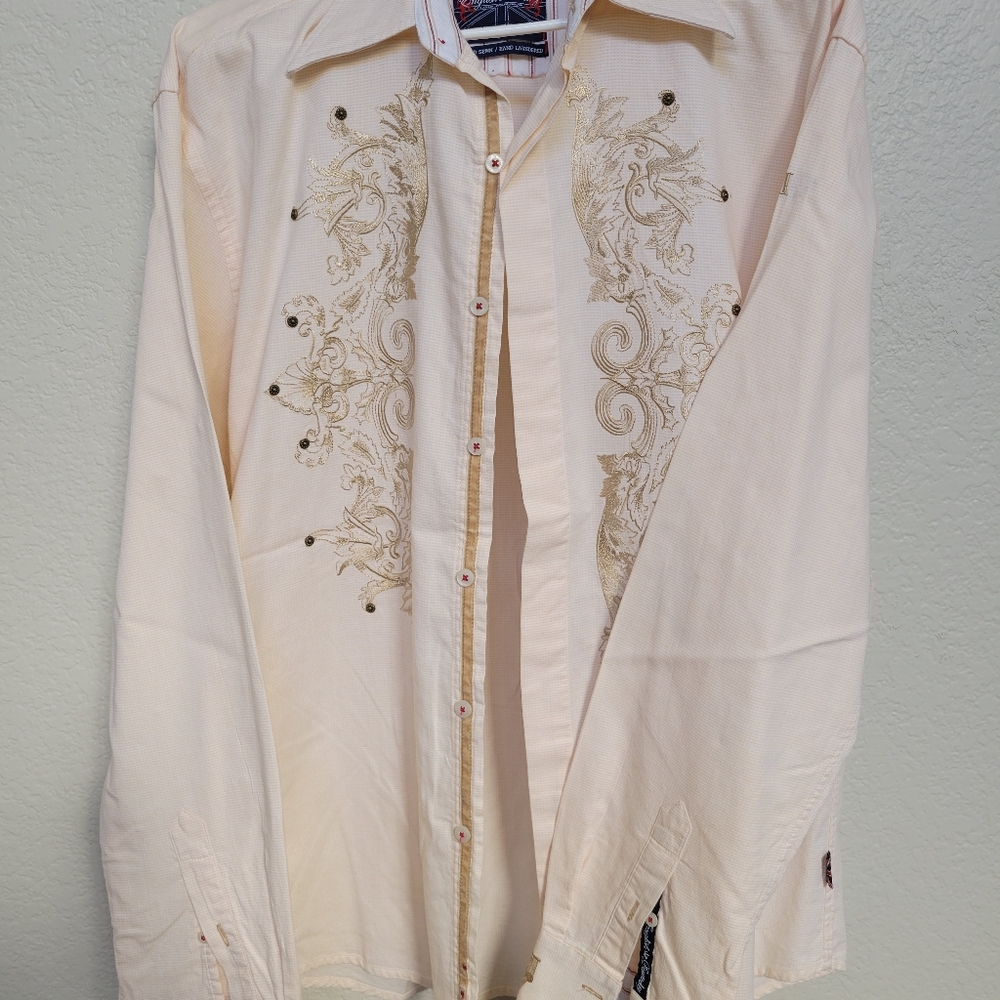 Men's English Laundry Long Sleeve Embroidered Button Down Shirt. Size: XL.